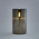 LED sviečka v skle, 7,5 x 12,5 cm, šedá
