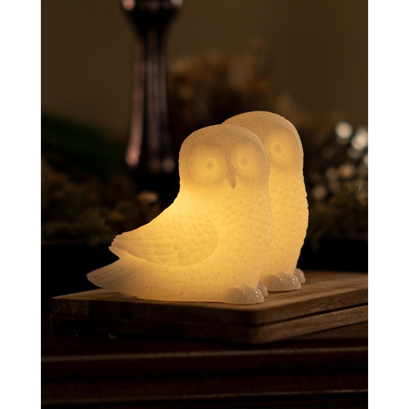 12870_13304-l LED sviečka sova, biela, sada 2 kusy, 10 cm – Obrázok 1