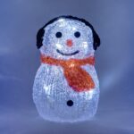 LED svetelný snehuliak, 15 cm