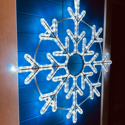 LED svetelná vločka, závesná, 85 cm, ľadovo biela