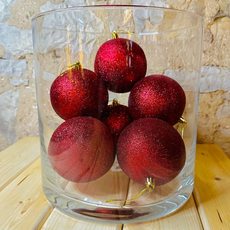 14385_11-heureka Vianočné ozdoby - sada plastových gulí 24 ks, priem. 8 cm, vínová, 12x matná, 12x glitter – Obrázok 1
