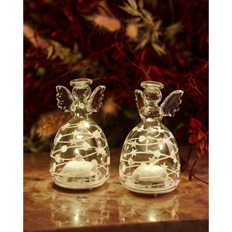 16330_67025-heureka LED svetelný sklenený anjel, číry, sada 2 kusy, 9 cm – Obrázok 1