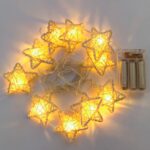 LED svetelná reťaz na batérie, biele prútené hviezdy, teplá biela, 10 diód, 2,8 m – Obrázok 3