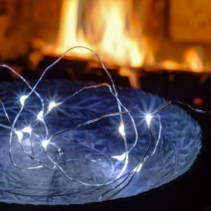 LED dekoratívna reťaz na batérie kvapôčky, ľadovo biela, 2 m