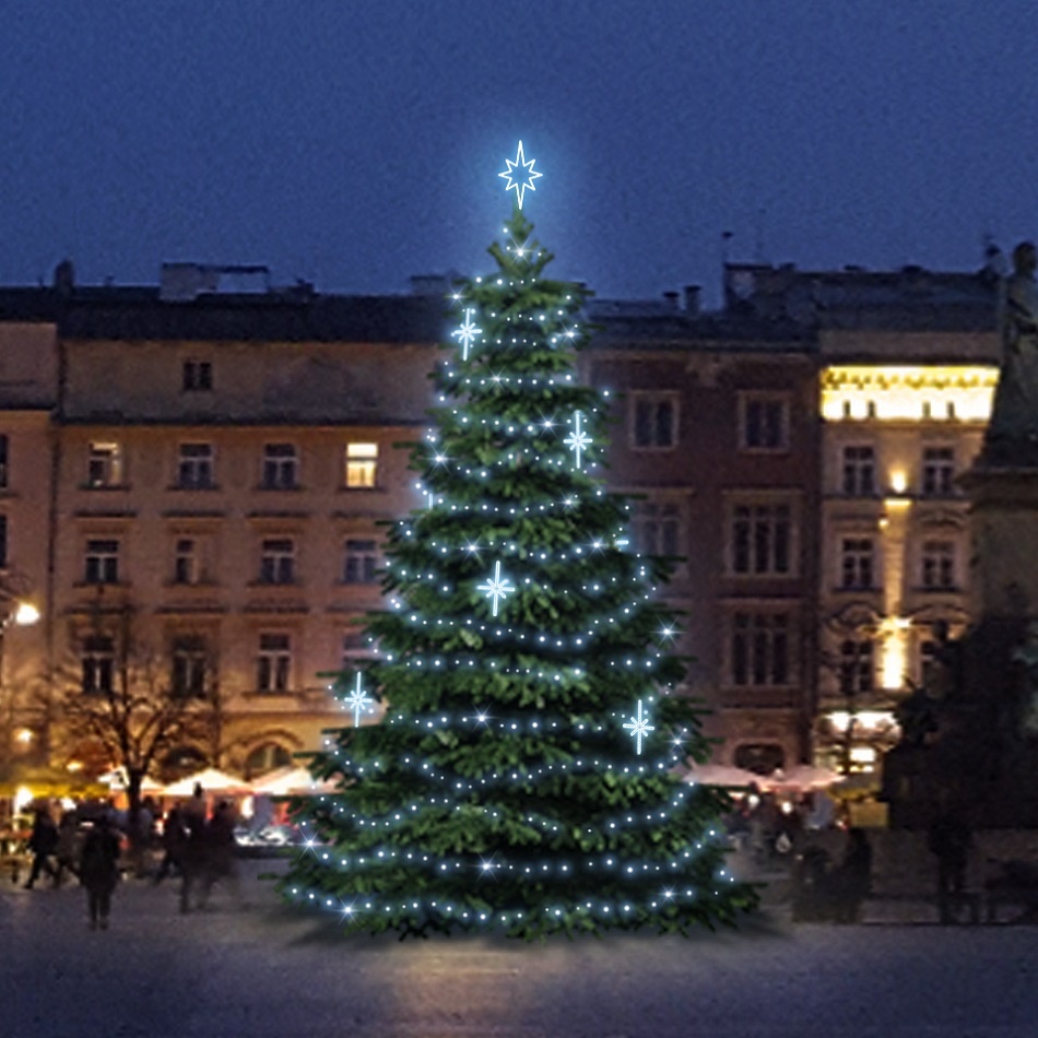 9213_TRS2025-l LED svetelná sada na strom 6-8m s dekormi DZ113S3, ľadová biela – Obrázok 1